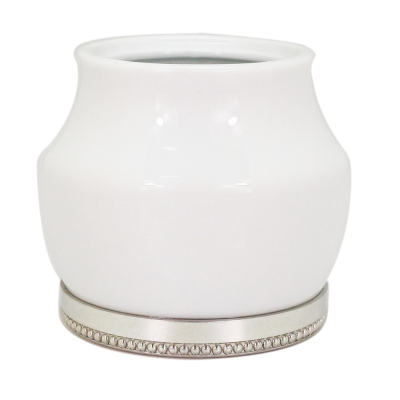 Porcelain Sugar Pot w/ Pewter Lid