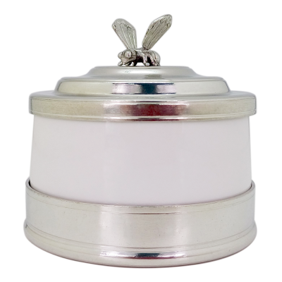 Porcelain Sugar Pot w/ Pewter Bee Lid