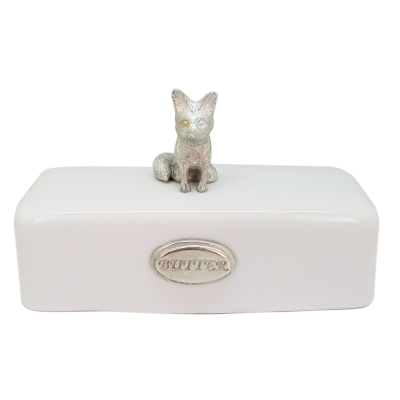 Porcelain Butter Dish / Pewter Decorate_FOX