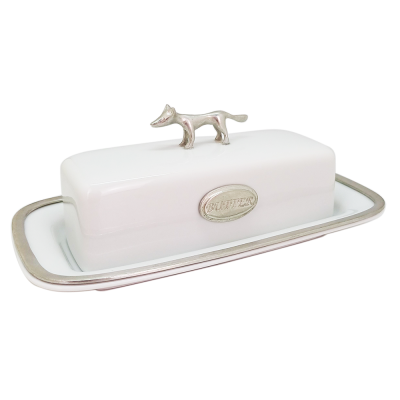 Porcelain Butter Dish / Pewter Decorate_FOX