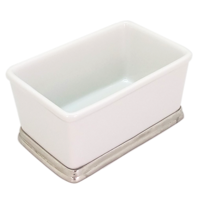 Porcelain Sugar Pack Holder w/Pewter Base