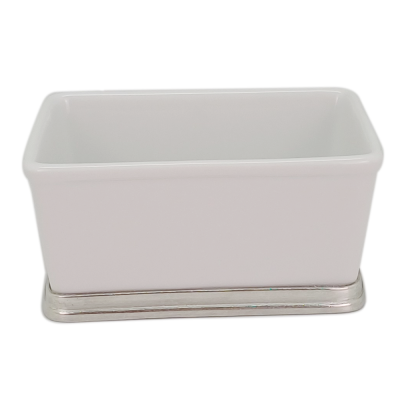 Porcelain Sugar Pack Holder w/Pewter Base