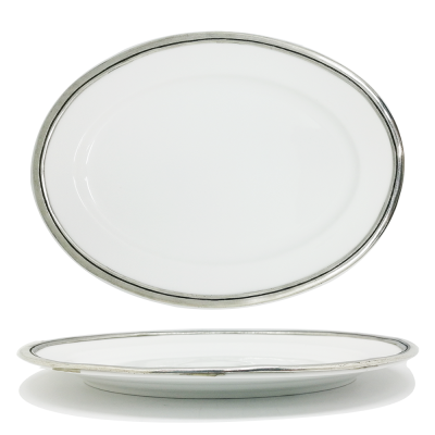 Oval Plate 30 cms. Pewter Décor