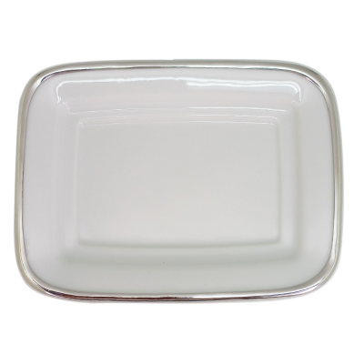 Ceramic Rectangle Tray Pewter Décor