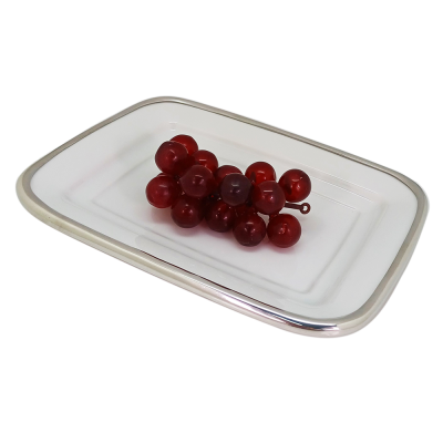 Ceramic Rectangle Tray Pewter Décor