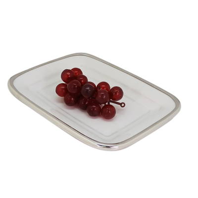 Ceramic Rectangle Tray Pewter Décor