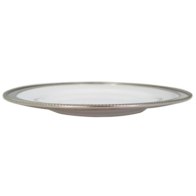 Porcelain Wide Rim Plate-Dinner Plate 28 cms. / Pewter Decorate(copy)