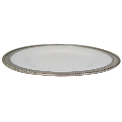 Porcelain Wide Rim Plate-Dinner Plate 28 cms. / Pewter Decorate(copy)