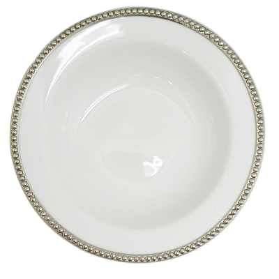 Porcelain Soup/Cereal Bowl 18 cm. w/Pewter Décor_Bead