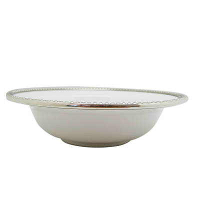Porcelain Soup/Cereal Bowl 18 cm. w/Pewter Décor_Bead