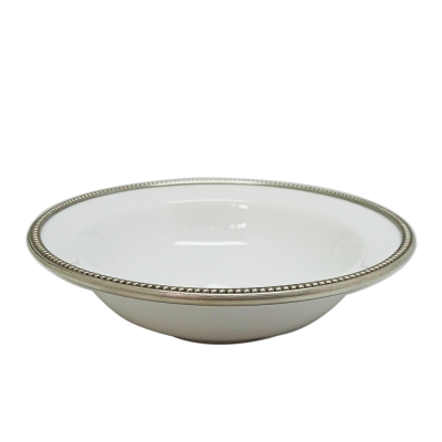 Porcelain Soup/Cereal Bowl 18 cm. w/Pewter Décor_Bead