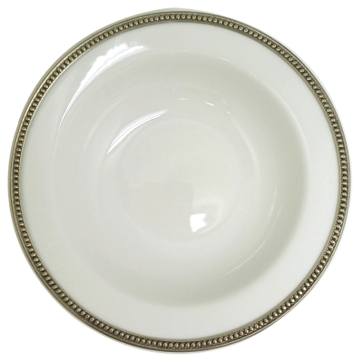 Porcelain Soup/Cereal Bowl 18 cm. w/Pewter Décor_Bead
