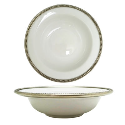 Porcelain Soup/Cereal Bowl 18 cm. w/Pewter Décor_Bead