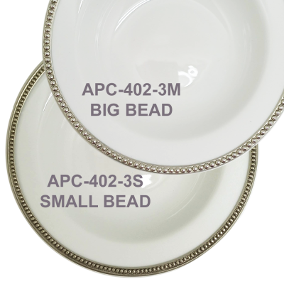 Porcelain Soup/Cereal Bowl 18 cm. w/Pewter Décor_Bead