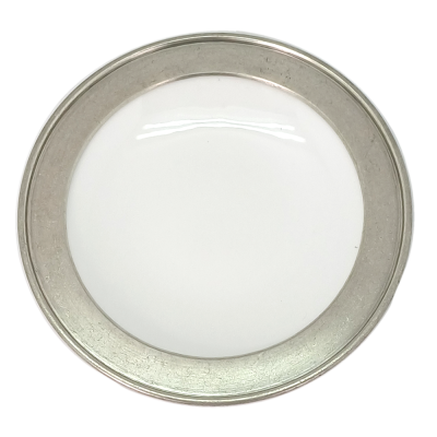 Porcelain Couple Plate 15 cms. / Pewter Décor' Light Antique Finish