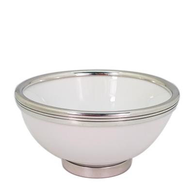 Porcelain Rice Bowl w/Pewter Décor