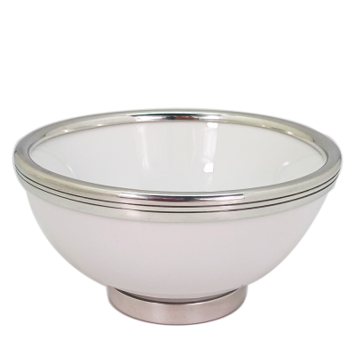 Porcelain Noodle Bowl  w/Pewter Decor