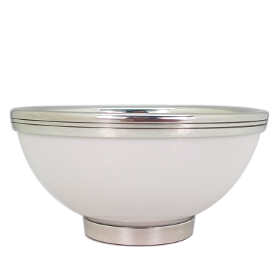 Porcelain Noodle Bowl  w/Pewter Decor