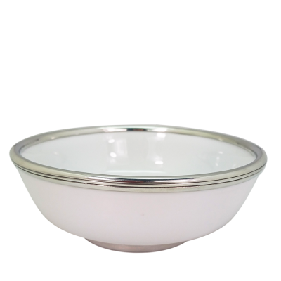 Porcelain Oriental-Bowl w/Pewter Décor