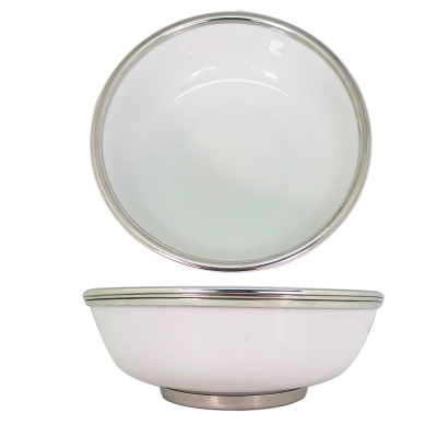 Porcelain Oriental-Bowl w/Pewter Décor