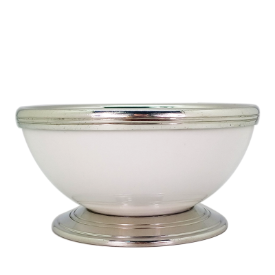 Porcelain Noodle Bowl  w/Pewter Decor