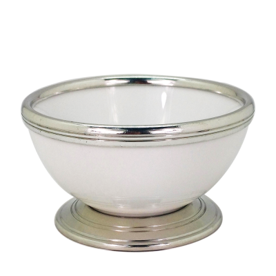 Porcelain Noodle Bowl  w/Pewter Decor