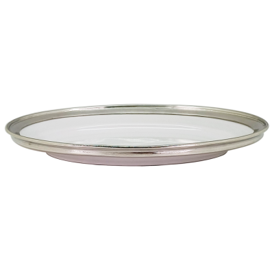 Ceramic Oval Tray Pewter Décor_L. 28 cms.