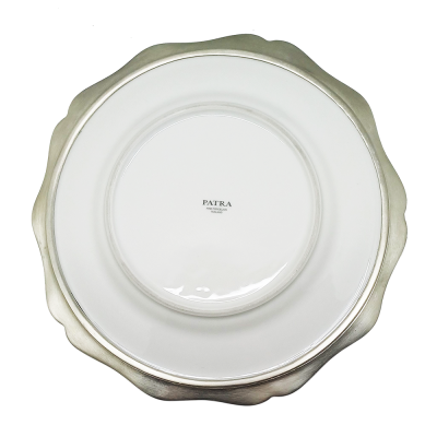 Porcelain Wide Rim Plate-Dinner Plate 28 cms. / Pewter Decor CHP