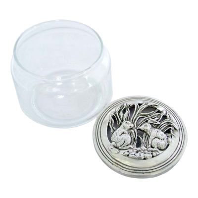 The Glass Potpourri Bowl w/ Pewter Rabbit Lid
