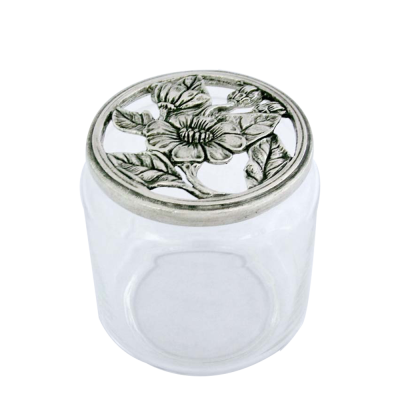 The Glass Potpourri Bowl w/ Pewter Flower Lid