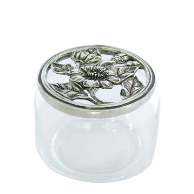 The Glass Potpourri Bowl w/ Pewter Flower Lid