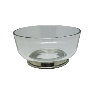 Glass Bowl Pewter Base 15 cms.