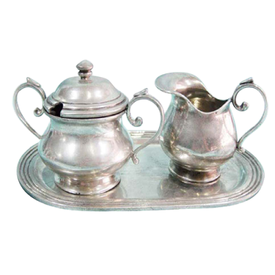 Pewter Creamer & Sugar Set