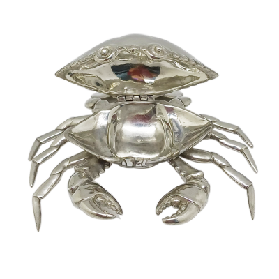 Pewter Crab Salt Cellar Pot w/Spoon