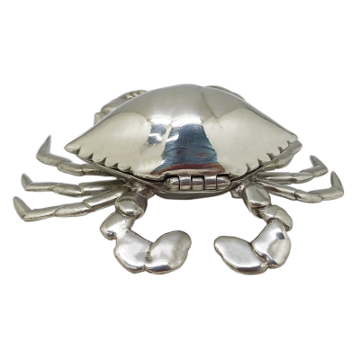 Pewter Crab Salt Cellar Pot w/Spoon