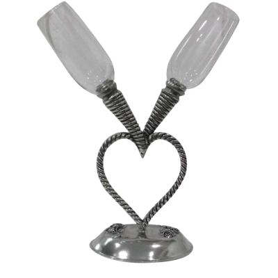Pair of Champagne Wedding Set Pewter Décor