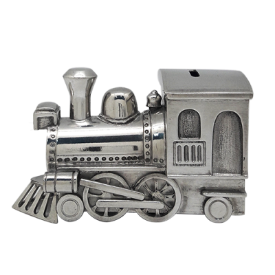 Pewter Train Shape Money Bank