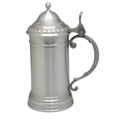 Pewter Tall Stein, Lidded - German Style