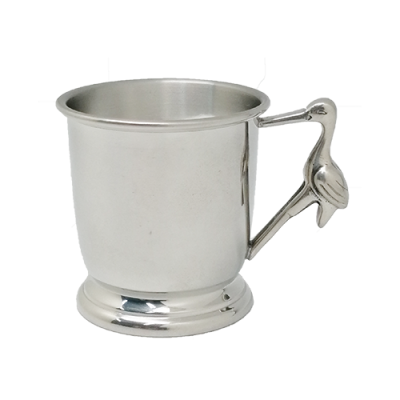 Pewter Baby Cup with Stork Handle