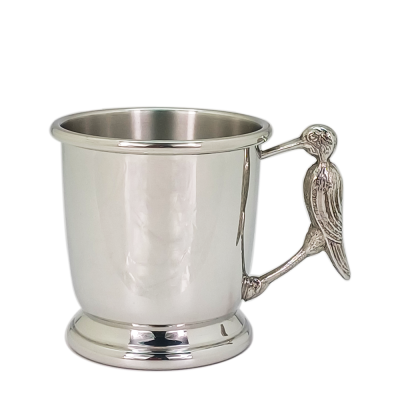 Pewter Baby Cup with Stork Handle