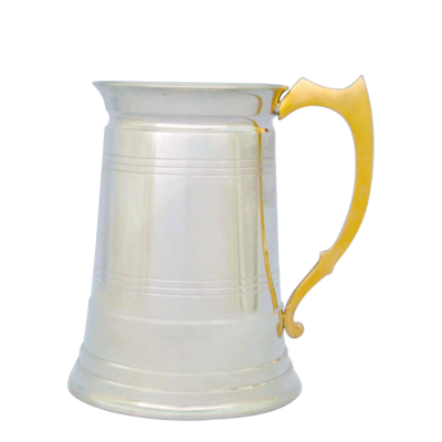 Pewter Beer Tankard, GOLD Handle LGE._Royal Finish