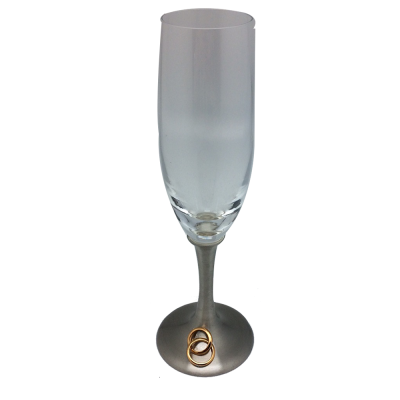 Champagne Flute Pewter Stem and Gold plated ring