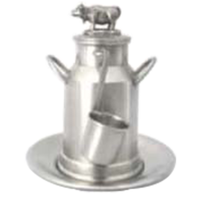 Pewter Milk Tank_Cow w/Plate_Size XL