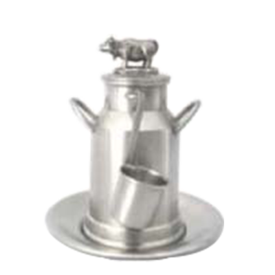 Pewter Milk Tank_Cow w/Plate_Size M