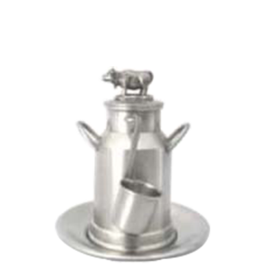 Pewter Milk Tank_Cow w/Plate_Size S