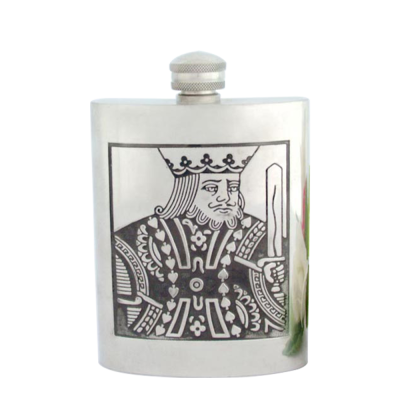 Pewter Hip Flask_King_Royal Finish