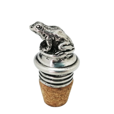 Bottle Cork / Pewter Frog Décor