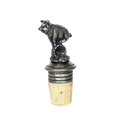 Bottle Cork / Pewter Pig Décor