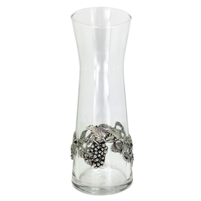 Glass Carafe / Pewter Grape Décor