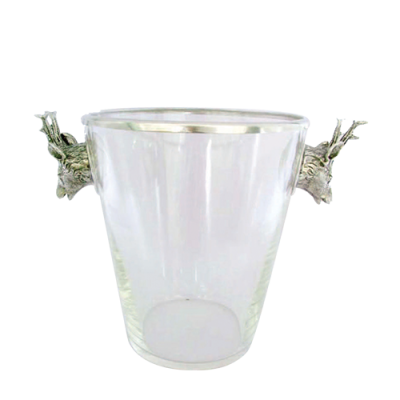 Glass Ice Bucket Pewter Deer Décor